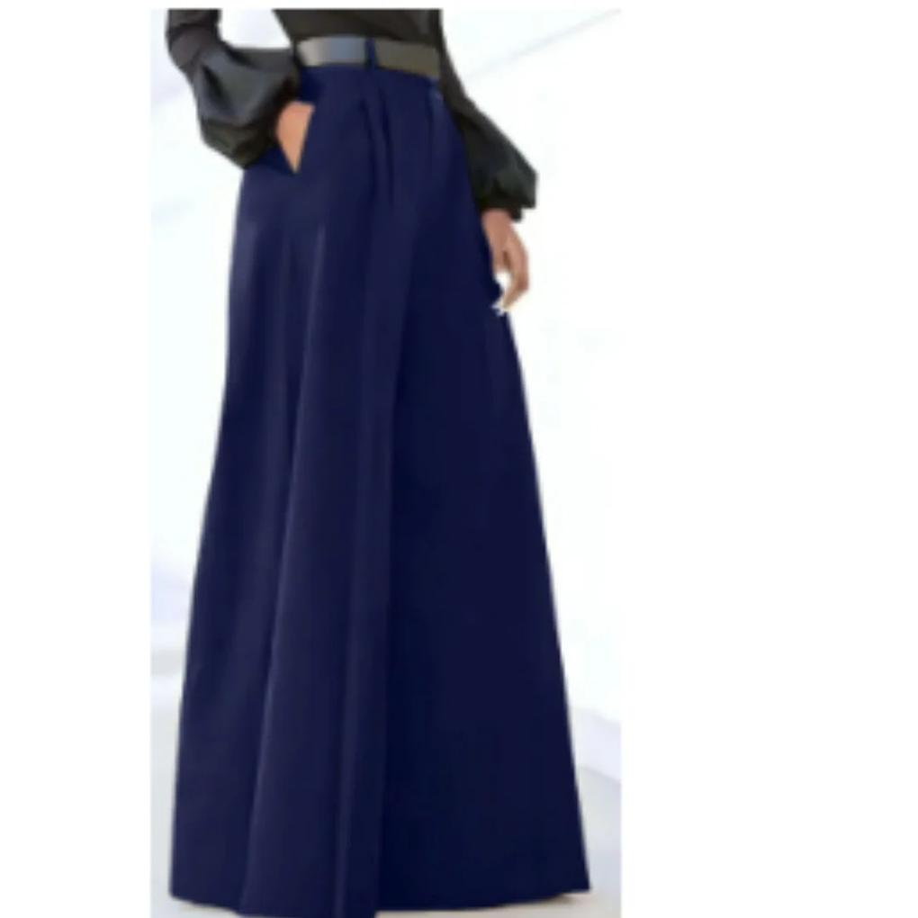 Pantaloni da donna a gamba larga in tinta unita