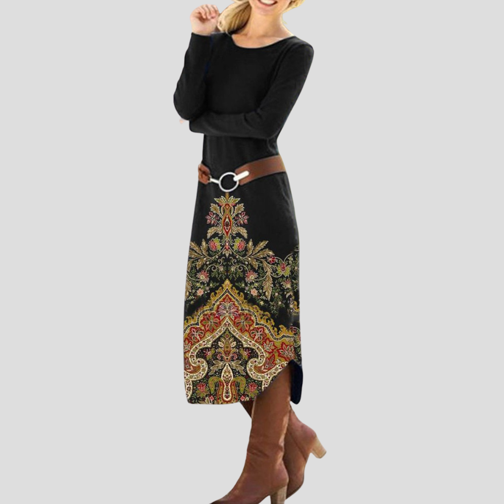 Abito midi da donna con stampa floreale