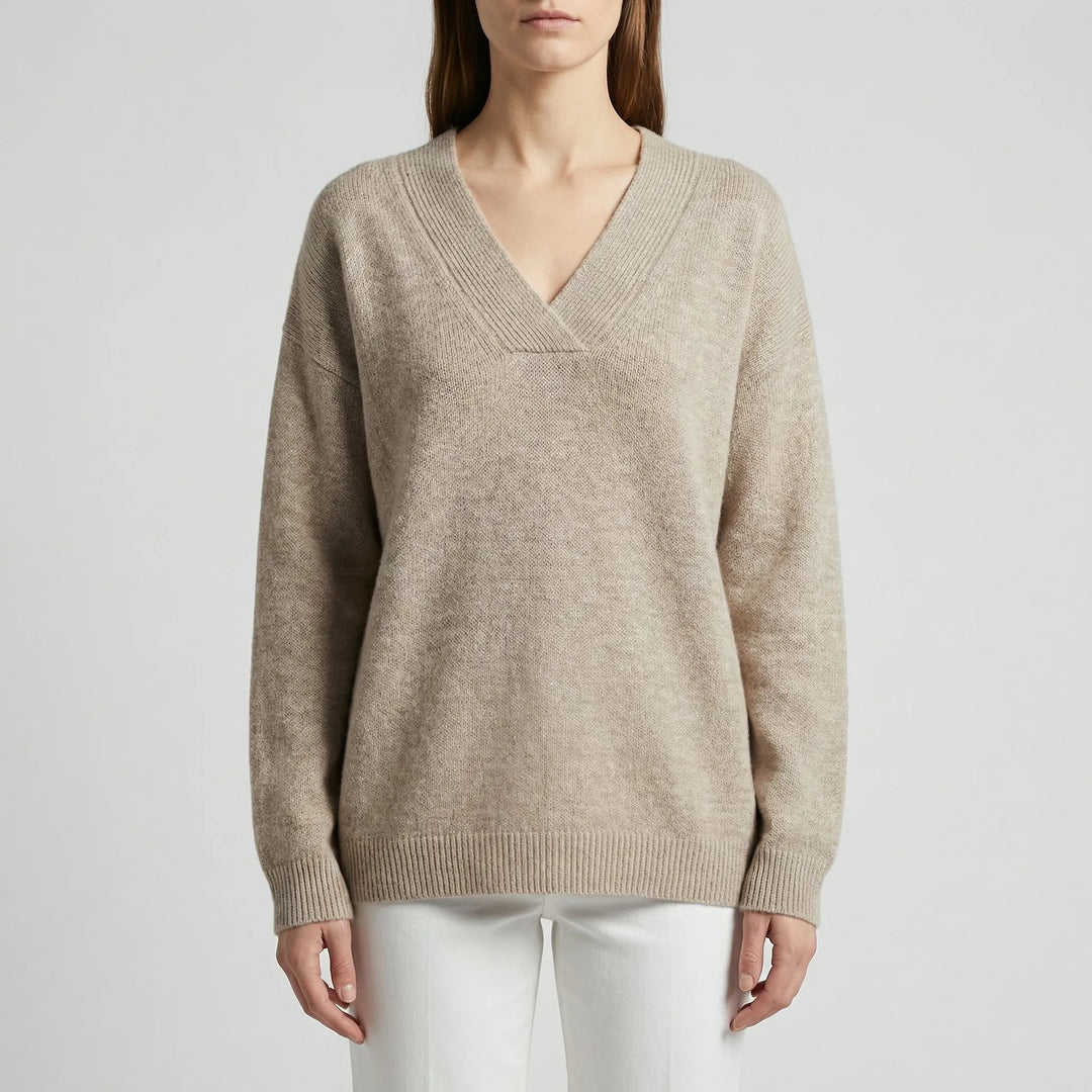 Velnara - Maglione a maglia con scollo a V e vestibilità comoda