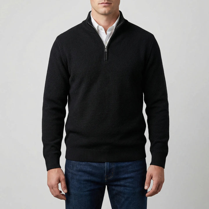 Velthorpe - Maglione da uomo con mezza zip e collo alto