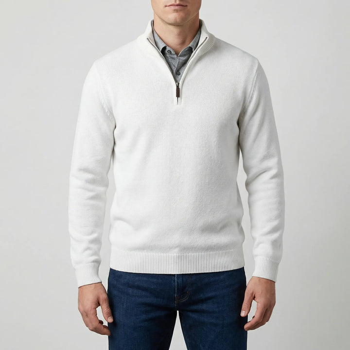 Velthorpe - Maglione da uomo con mezza zip e collo alto
