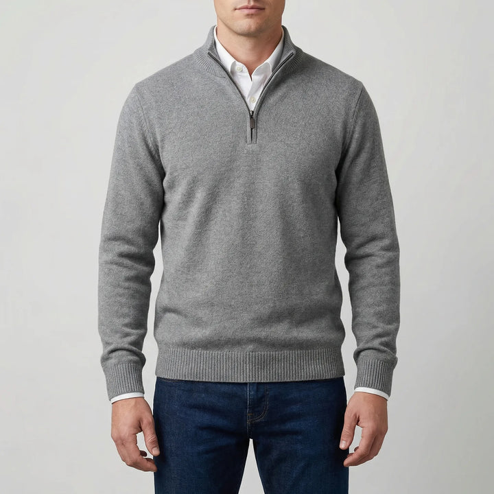 Velthorpe - Maglione da uomo con mezza zip e collo alto