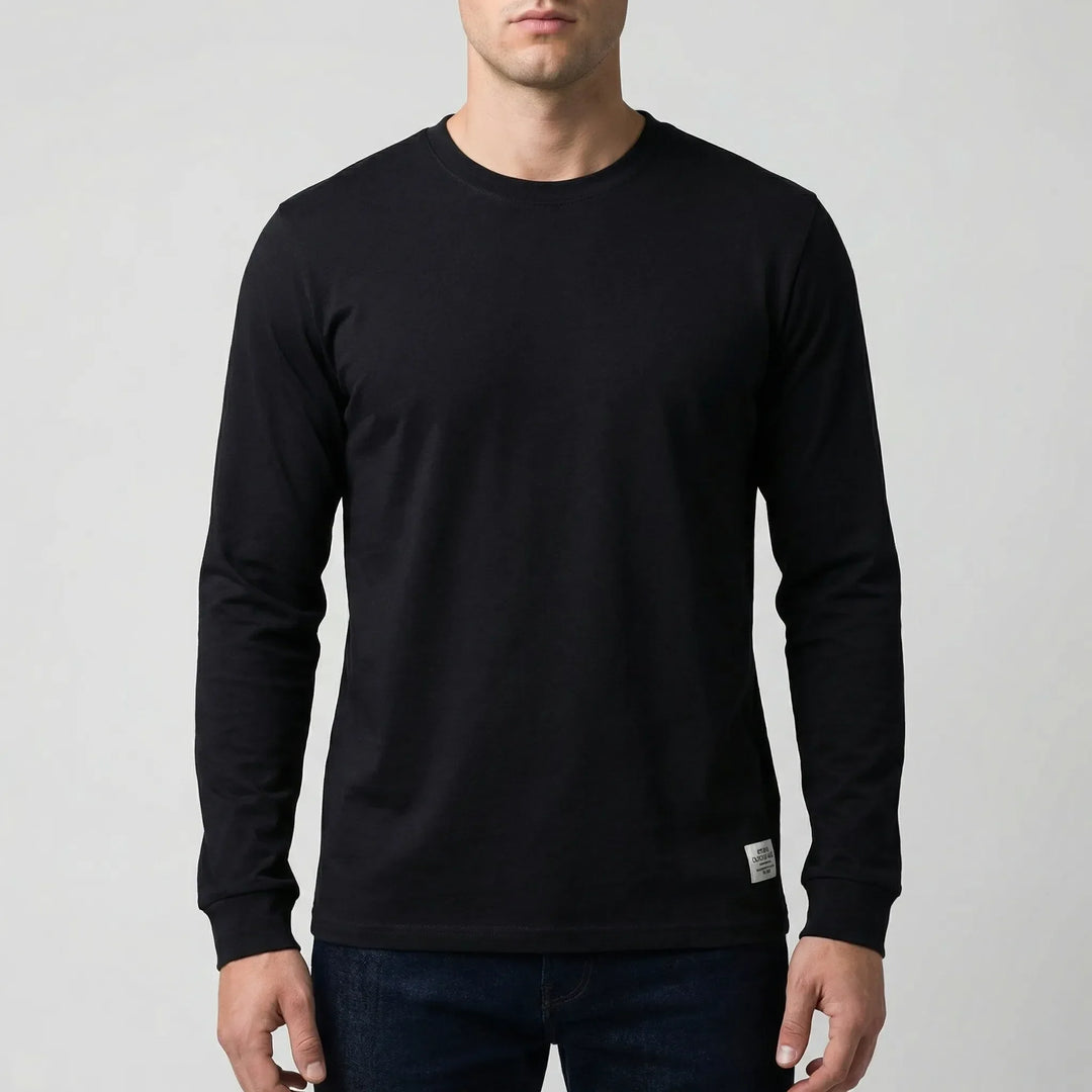 Vestalo - Camicia da uomo a maniche lunghe con scollo rotondo