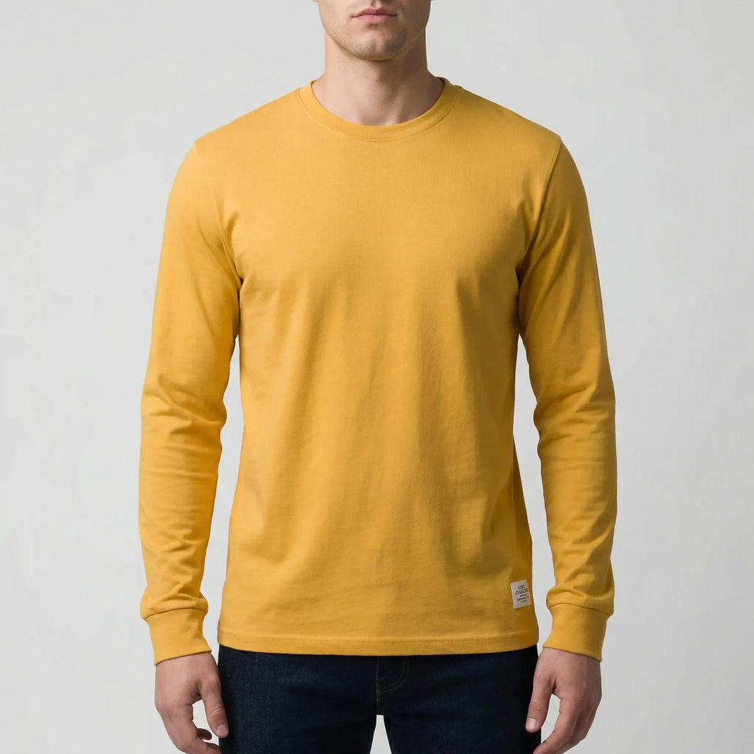 Vestalo - Camicia da uomo a maniche lunghe con scollo rotondo