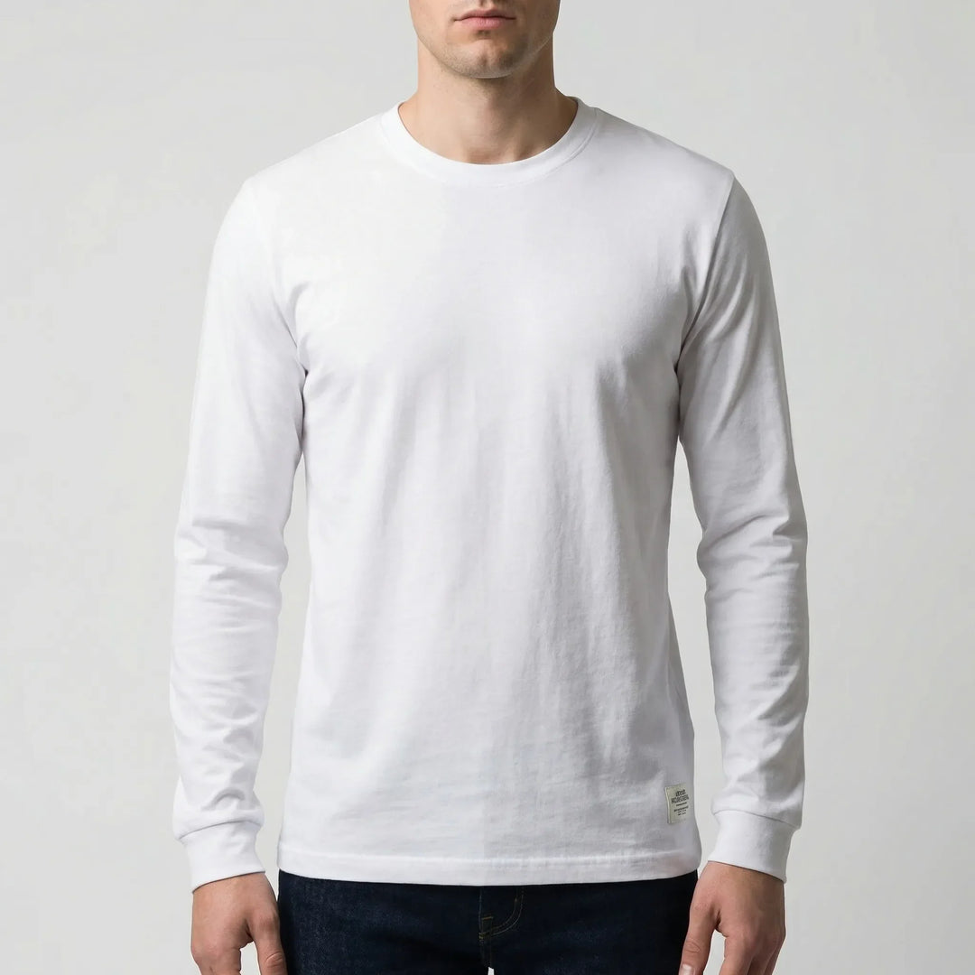 Vestalo - Camicia da uomo a maniche lunghe con scollo rotondo
