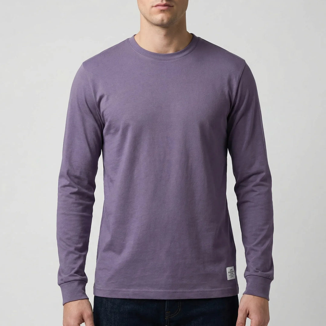 Vestalo - Camicia da uomo a maniche lunghe con scollo rotondo