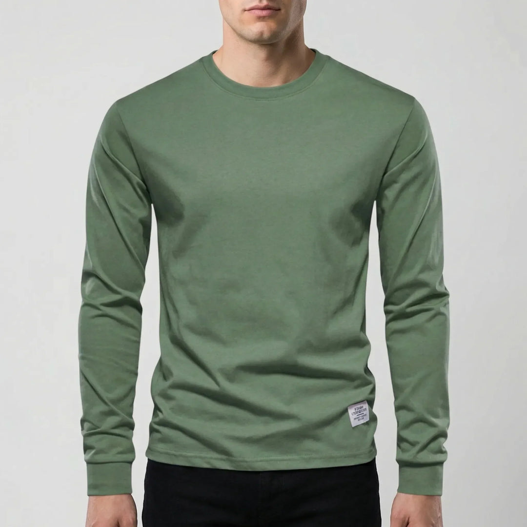 Vestalo - Camicia da uomo a maniche lunghe con scollo rotondo