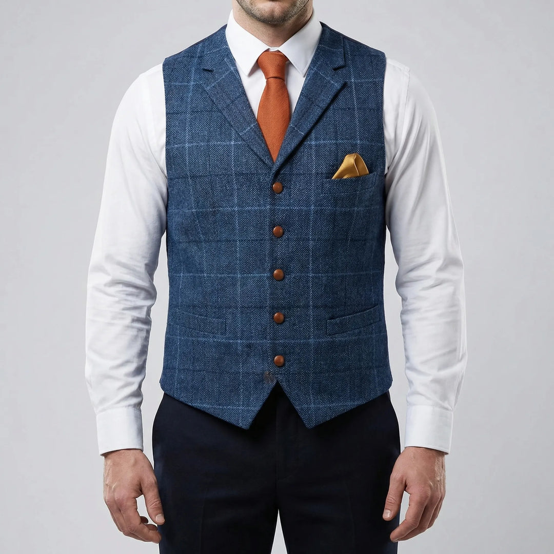Vesthaven - Gilet vintage con scollo a V e abbottonatura frontale