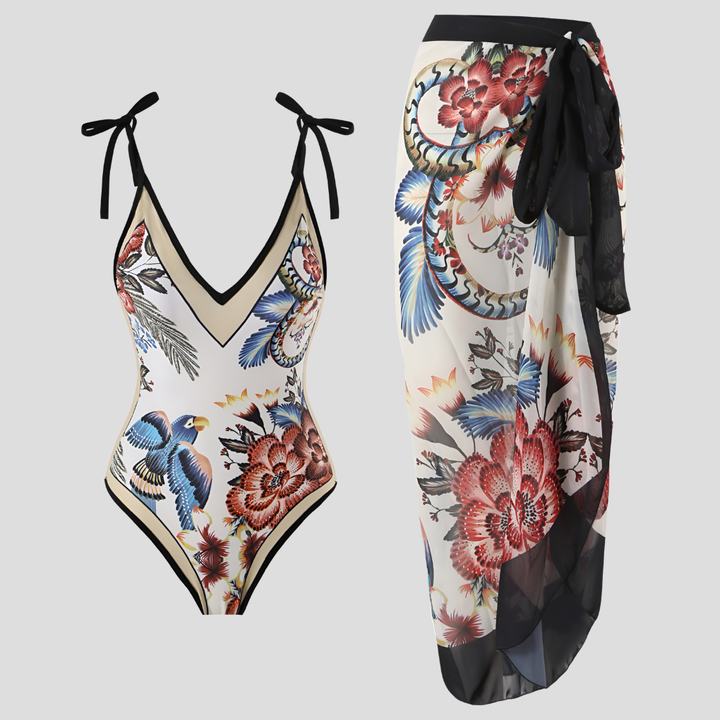 Costume da Bagno a Mono Vintage per Donne con Volant