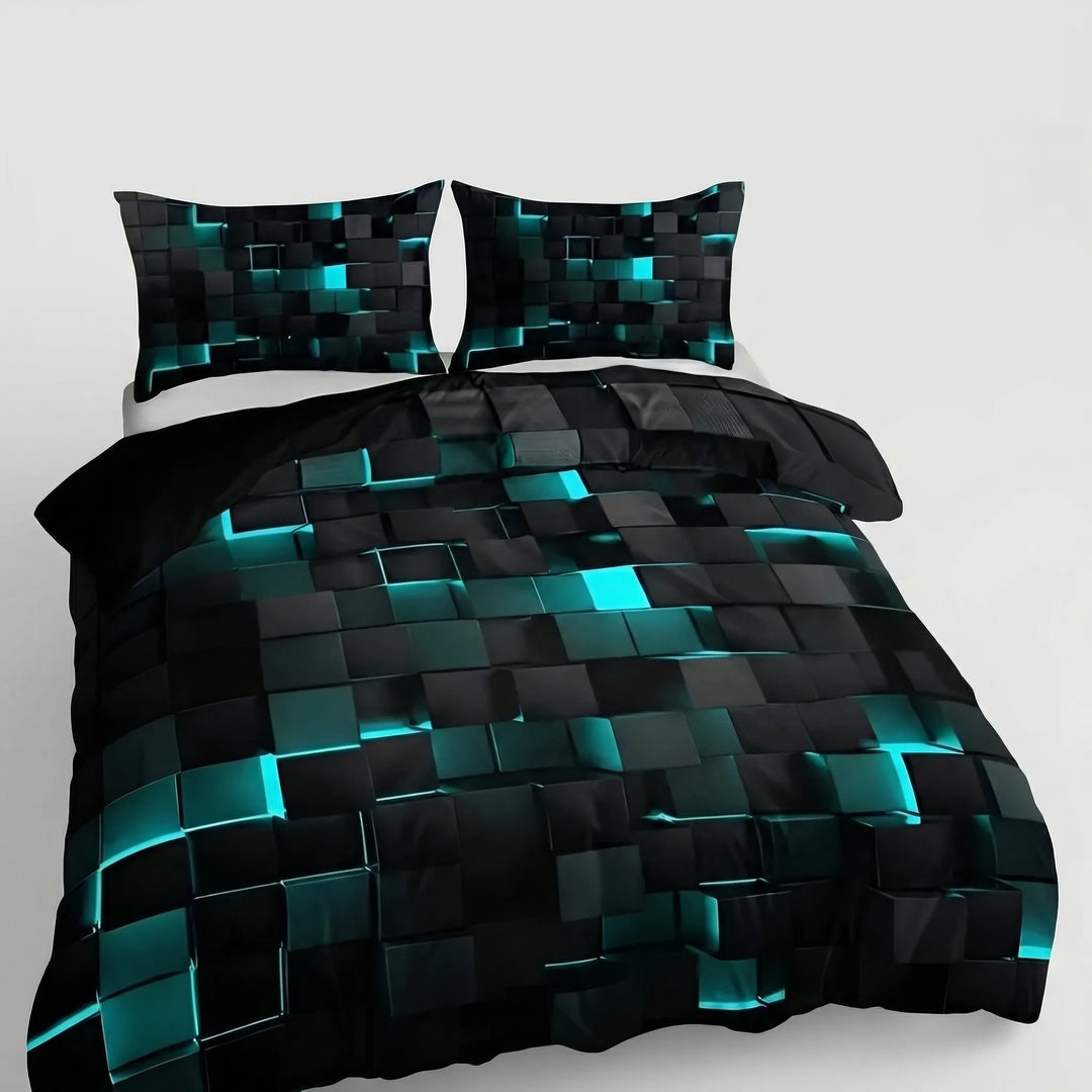 Voxlura - Set copripiumino con stampa geometrica 3D