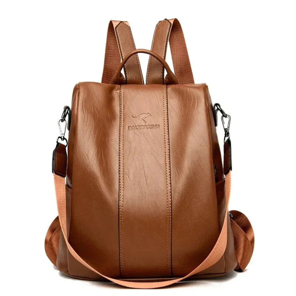 Women's leather anti-theft backpack