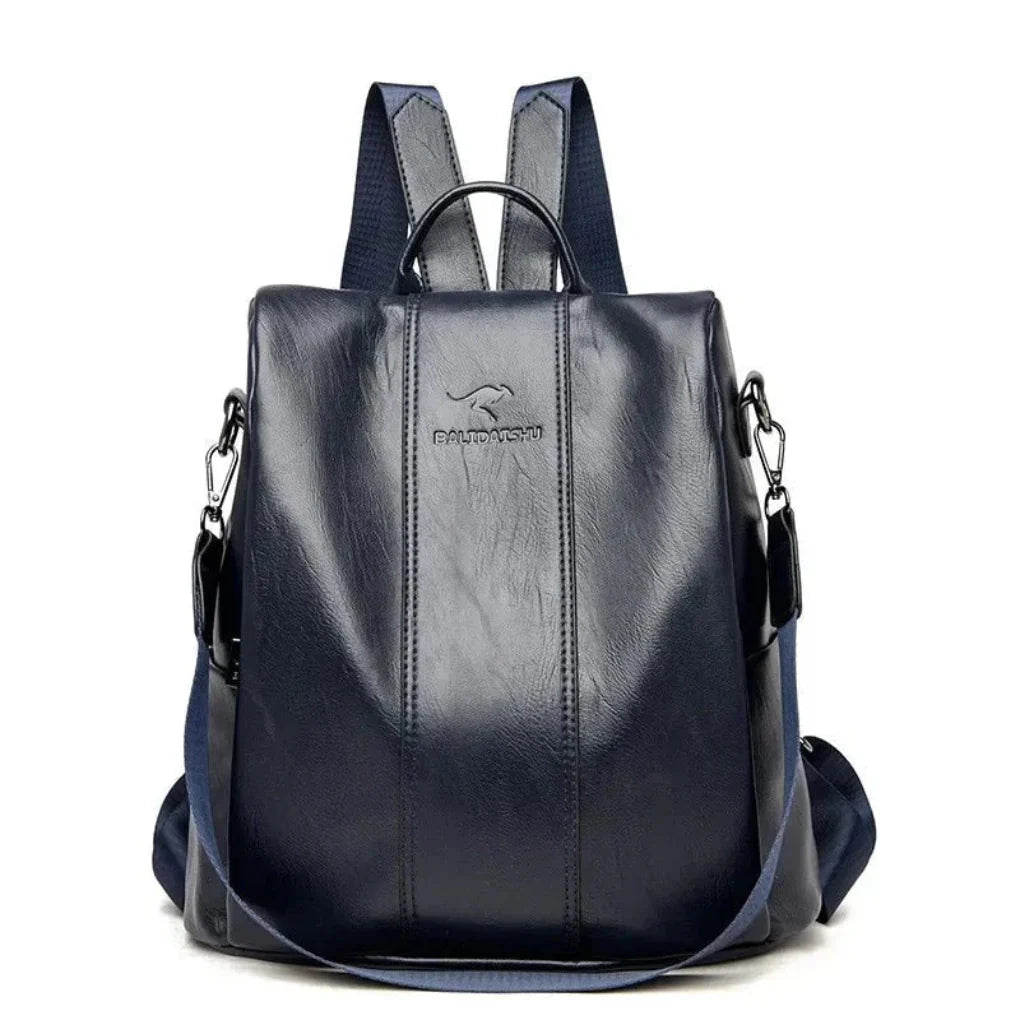 Women's leather anti-theft backpack