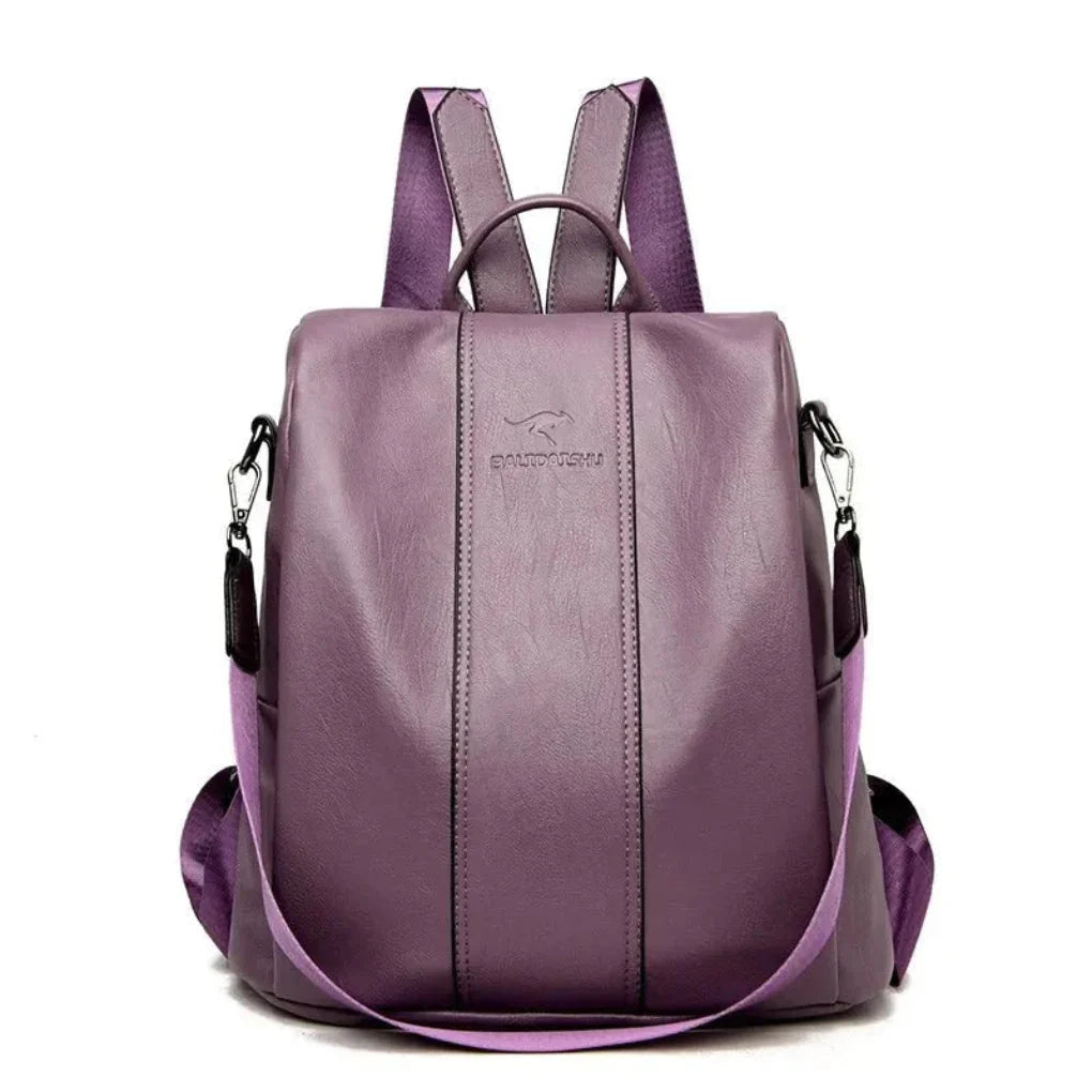 Women's leather anti-theft backpack
