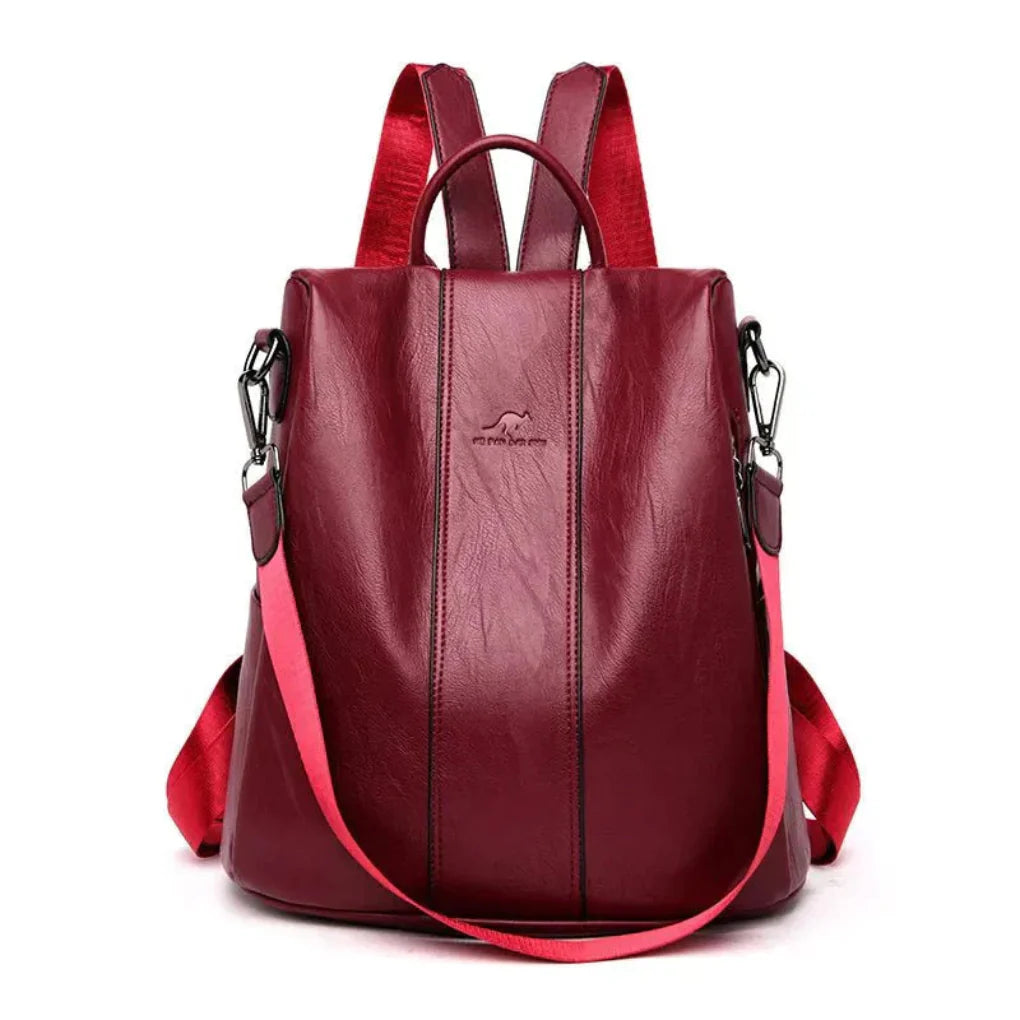 Women's leather anti-theft backpack
