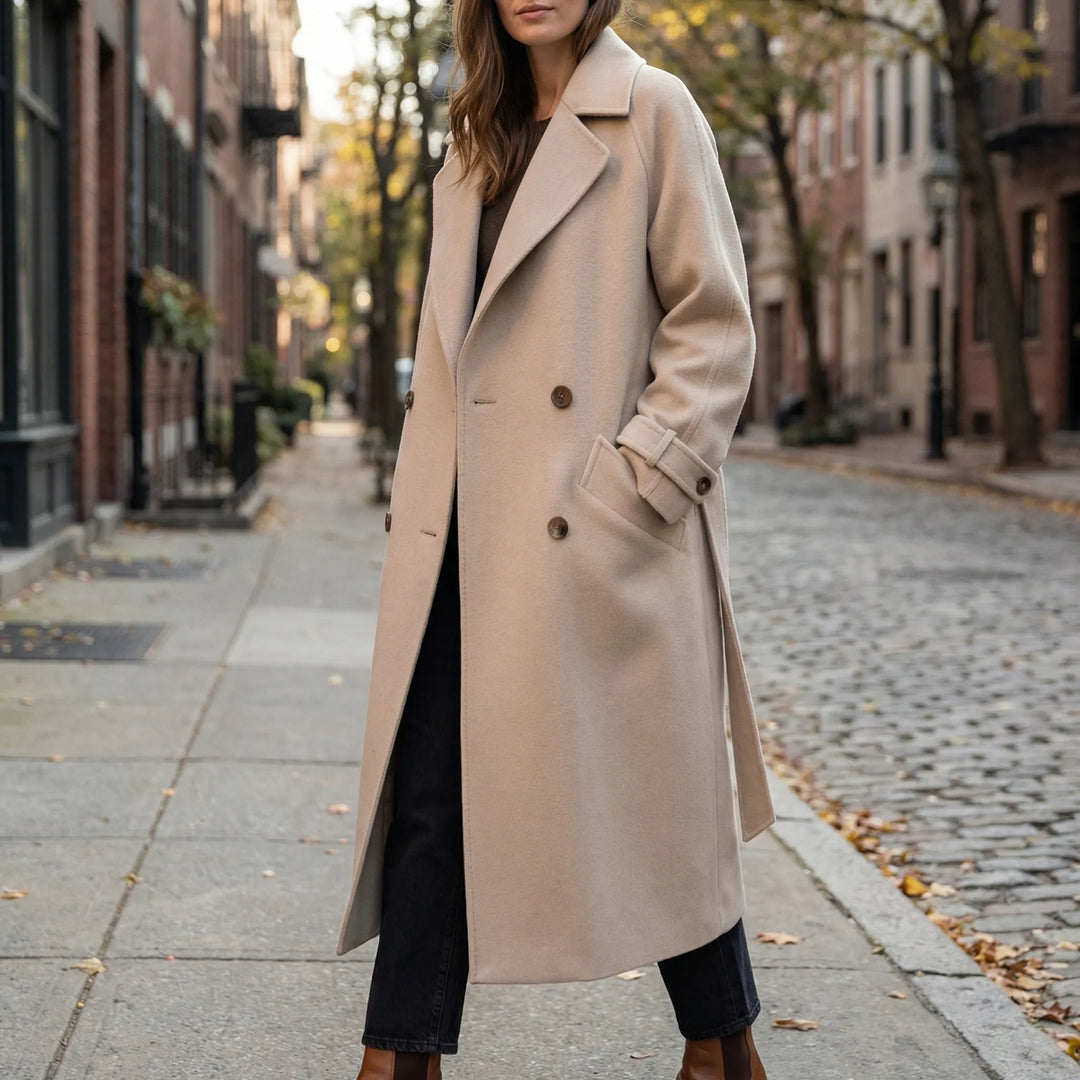 Wintelle - Cappotto da donna al ginocchio con bottoni sul davanti