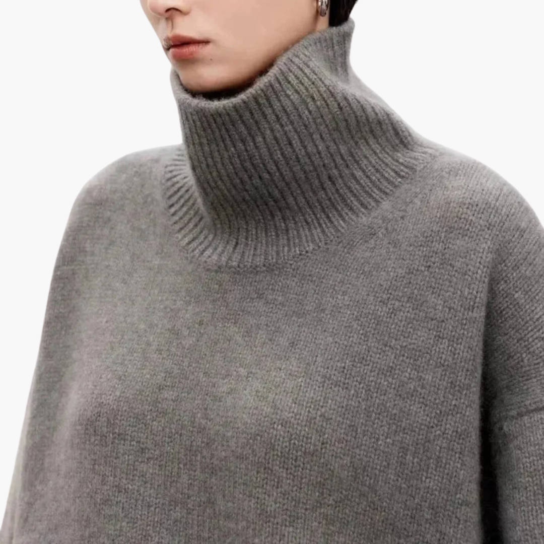 Women's Oversized Sweater with High Neck – Relaxed Knit Layer