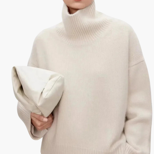 Women's Oversized Sweater with High Neck – Relaxed Knit Layer