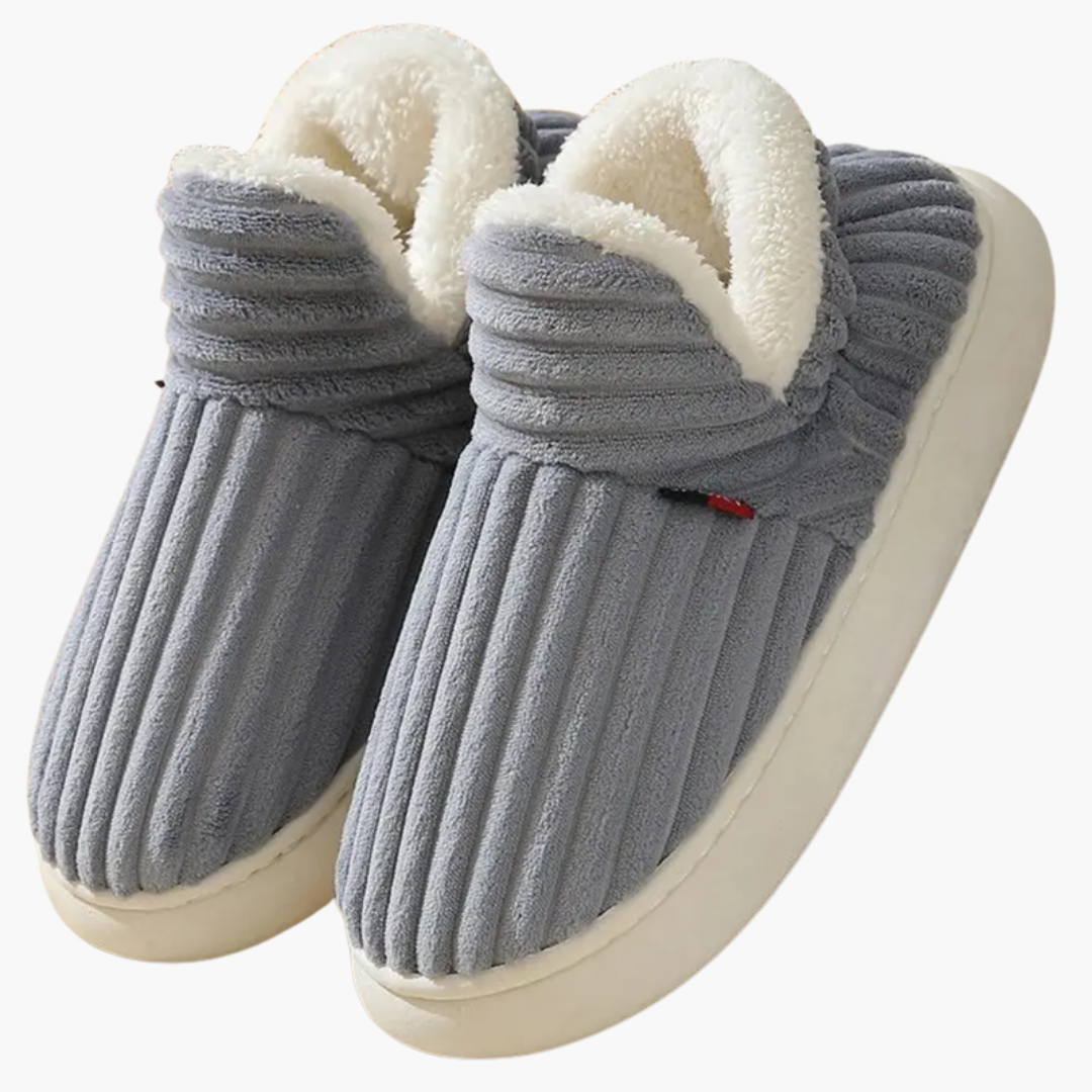 Pantofole in peluche da donna – Calzature indoor a coste