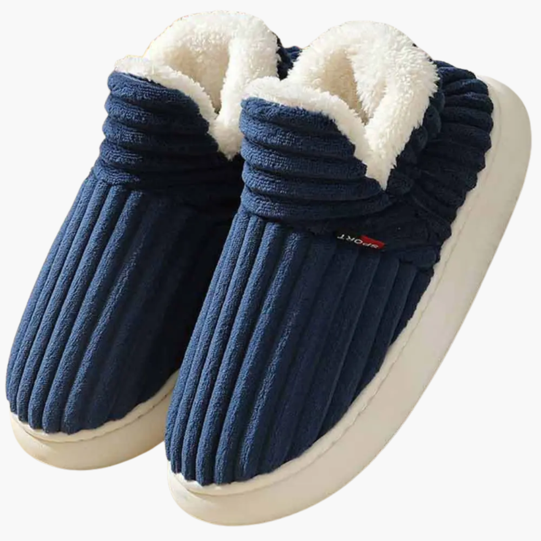Pantofole in peluche da donna – Calzature indoor a coste