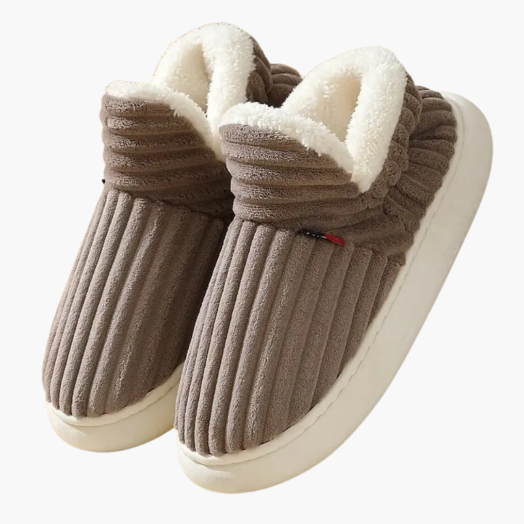 Pantofole in peluche da donna – Calzature indoor a coste