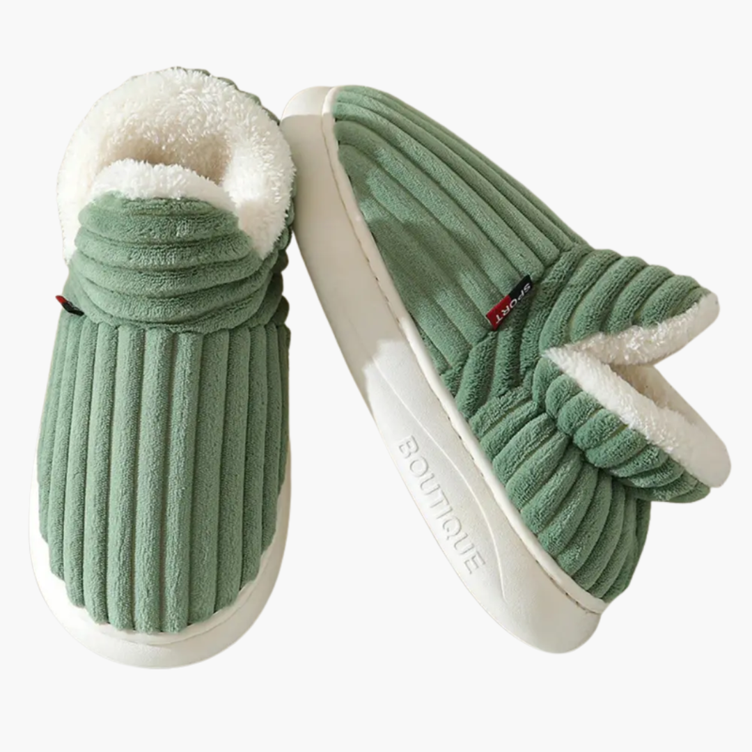 Pantofole in peluche da donna – Calzature indoor a coste