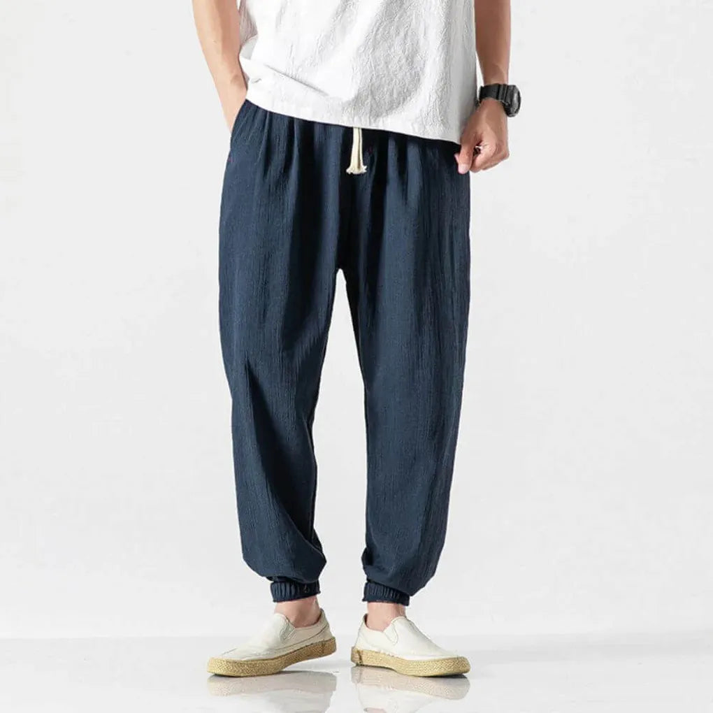Pantaloni comodi da uomo in cotone e lino – leggeri da indossare tutti i giorni