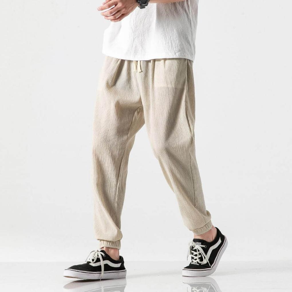Pantaloni comodi da uomo in cotone e lino – leggeri da indossare tutti i giorni