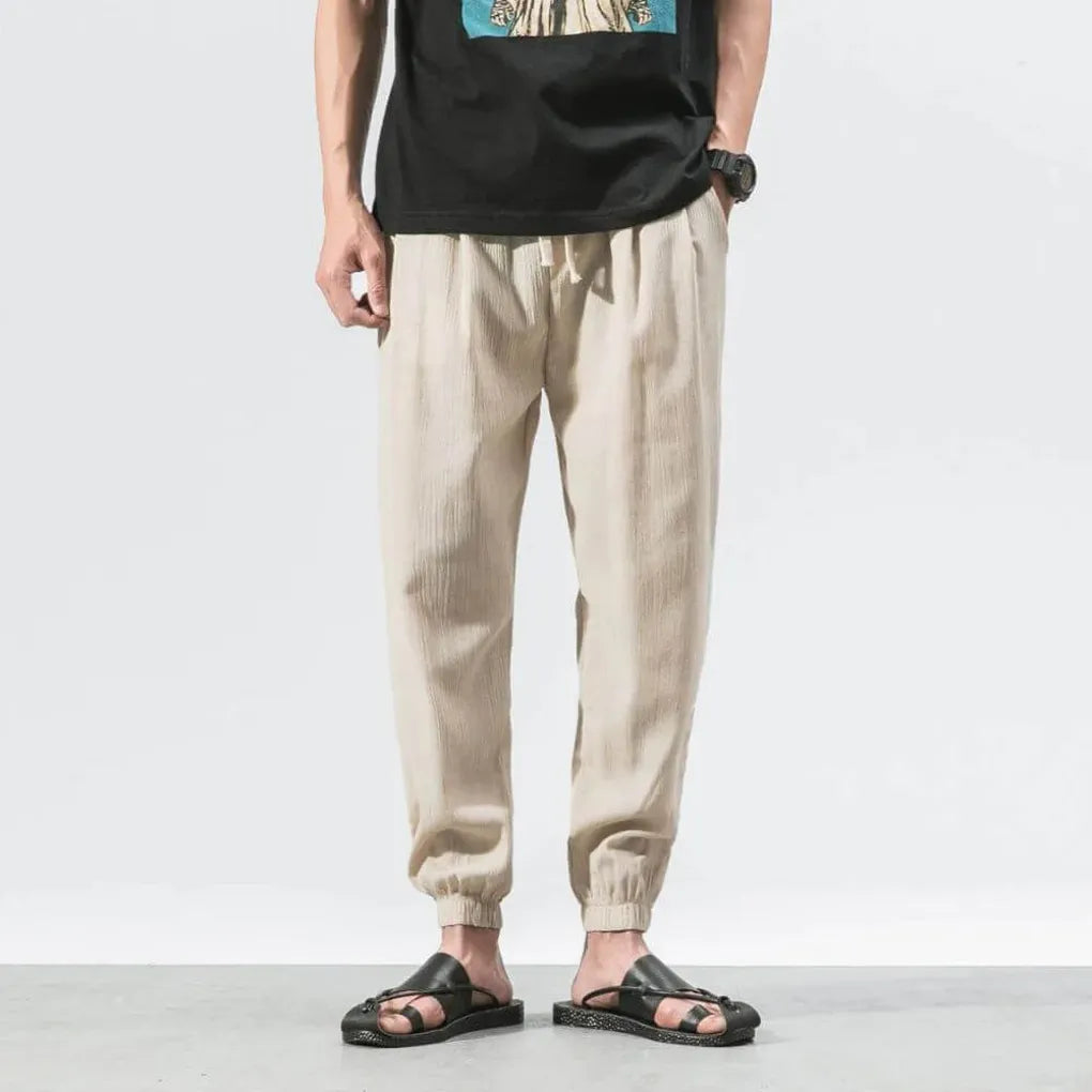 Pantaloni comodi da uomo in cotone e lino – leggeri da indossare tutti i giorni
