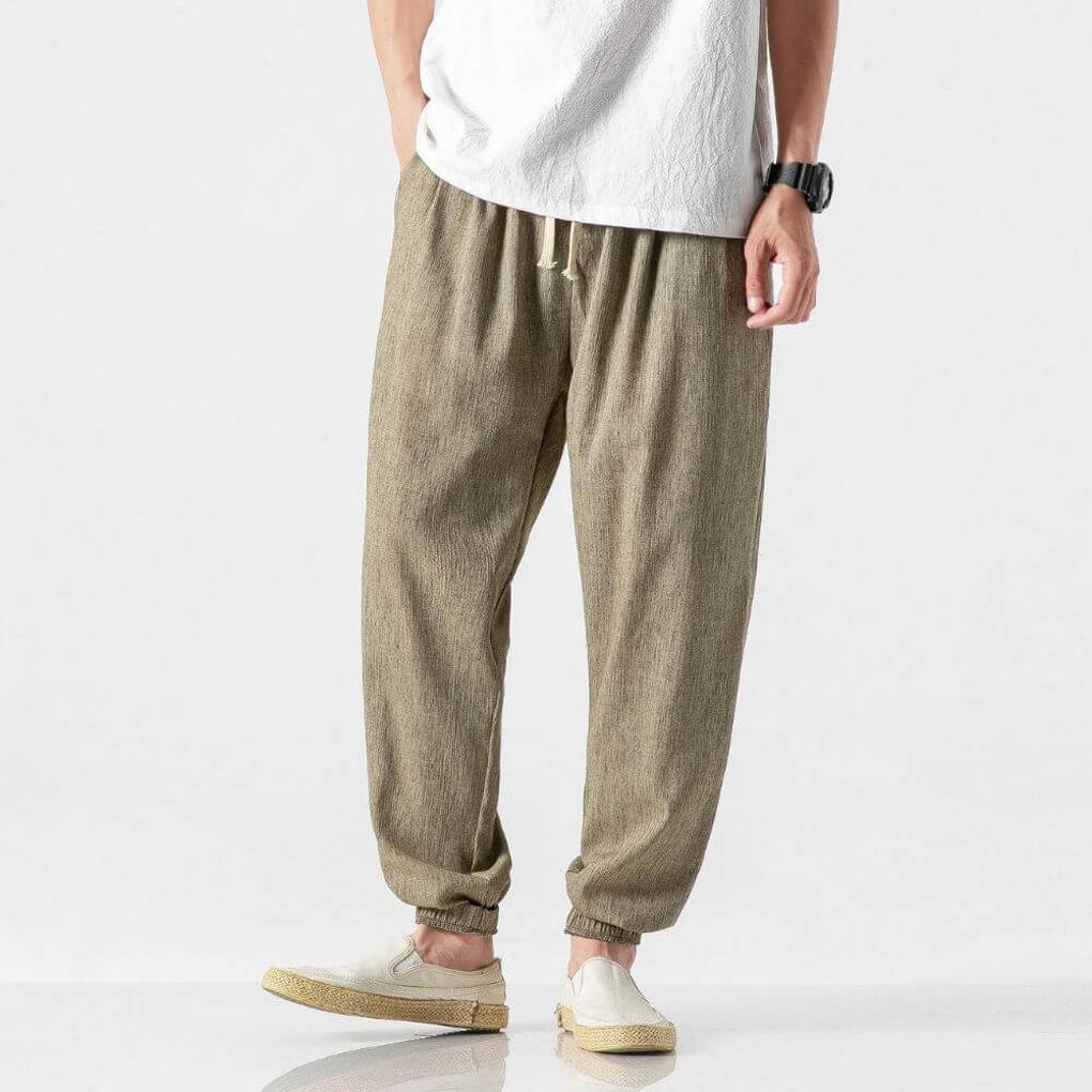 Pantaloni comodi da uomo in cotone e lino – leggeri da indossare tutti i giorni