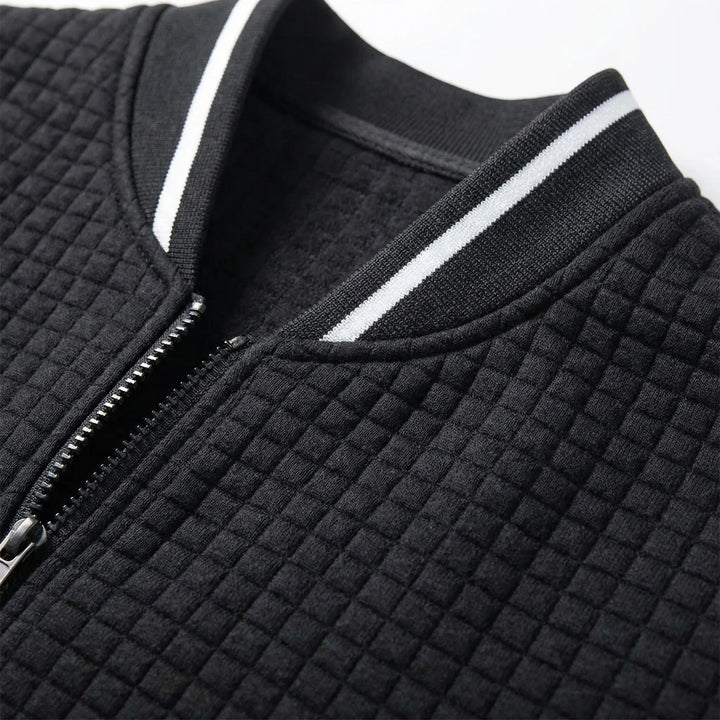 Zenvarn - Pullover da uomo trapuntato con mezza zip