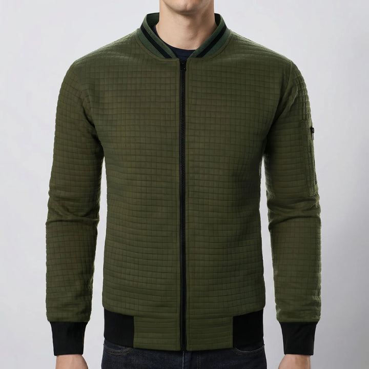 Zenvarn - Pullover da uomo trapuntato con mezza zip