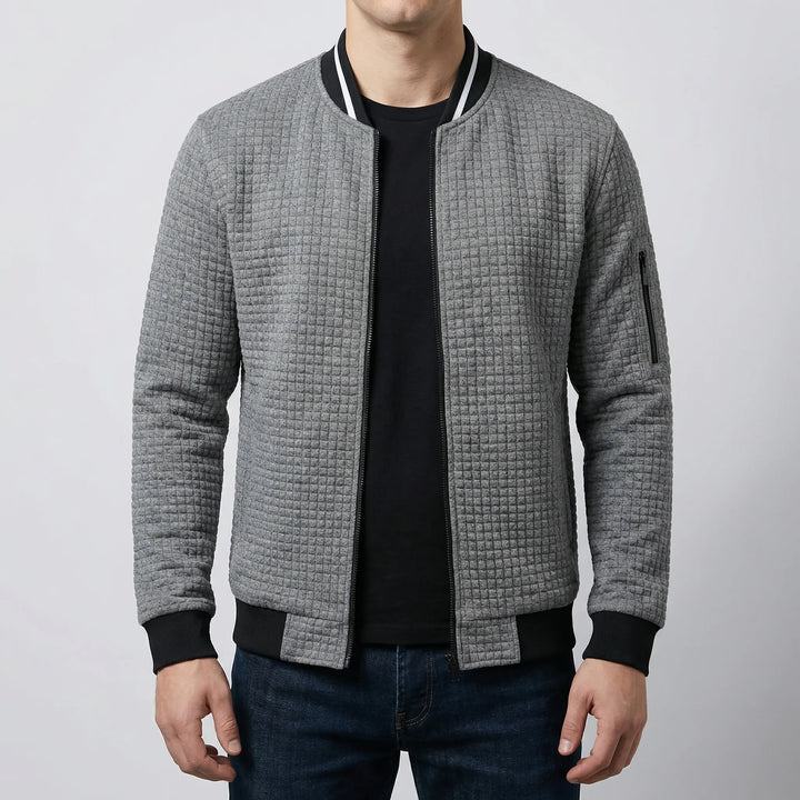 Zenvarn - Pullover da uomo trapuntato con mezza zip