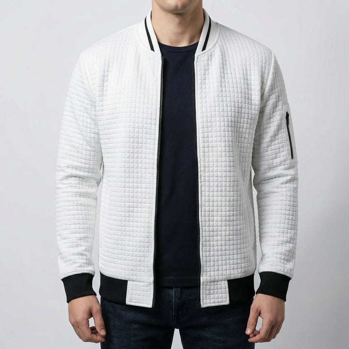 Zenvarn - Pullover da uomo trapuntato con mezza zip