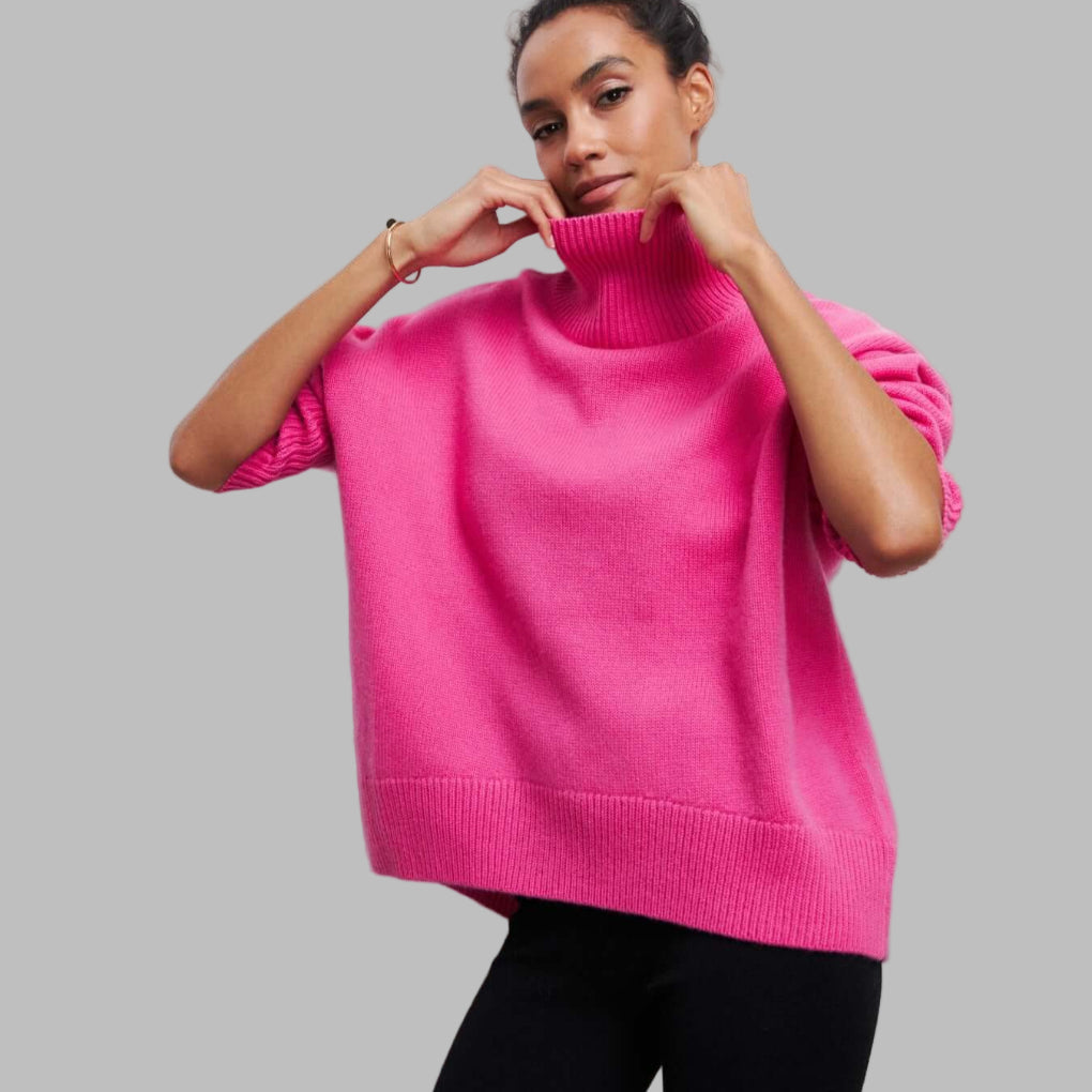 Oversize Rollkragenpullover Damen Kaschmir Wolle