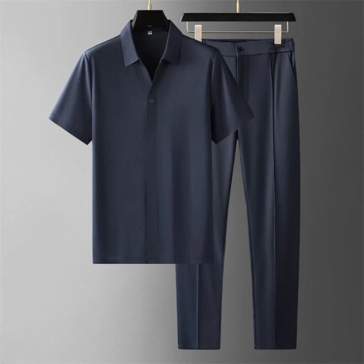 Two-piece set polo shirt and trousers for men
