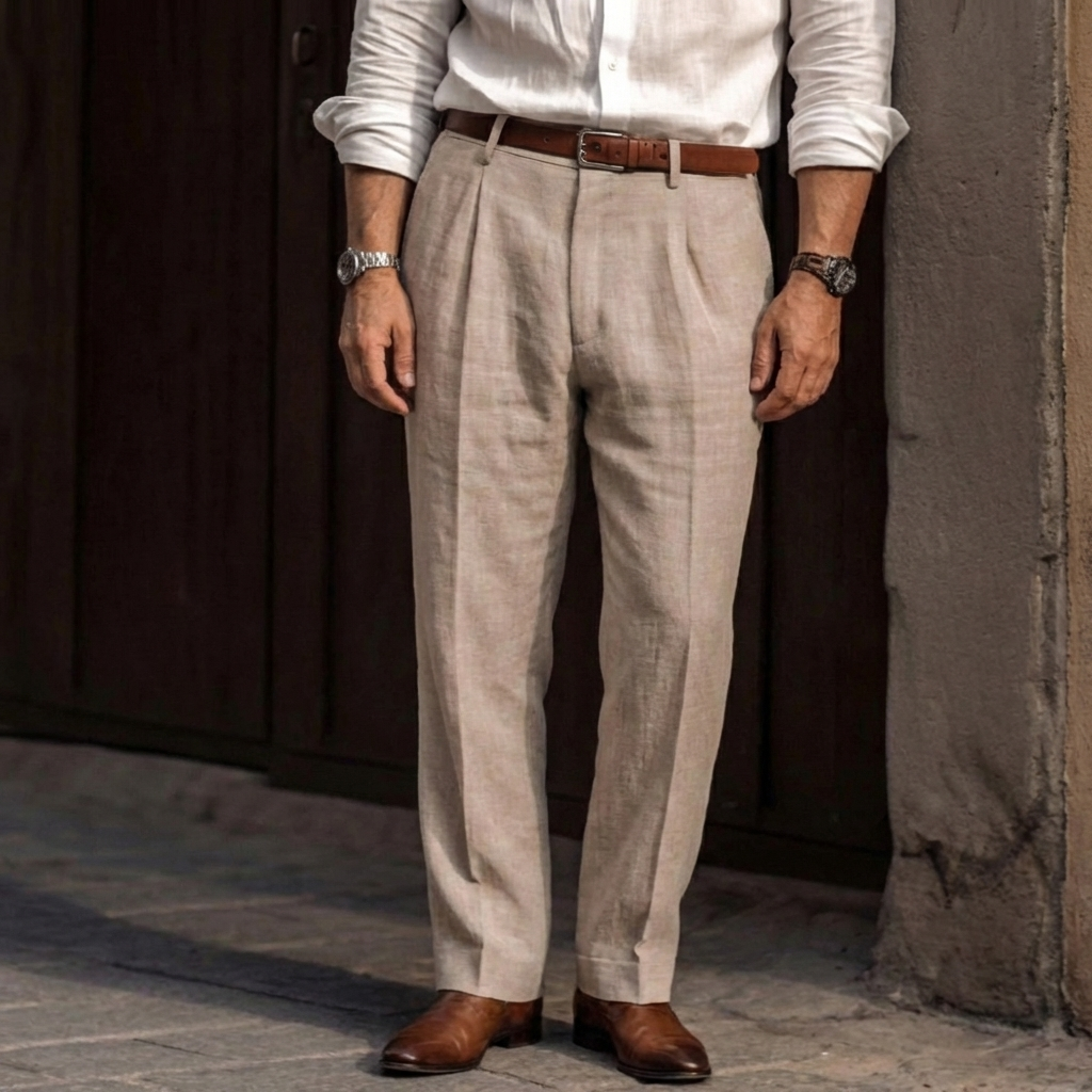 Pantaloni a vita alta in stile vintage da uomo