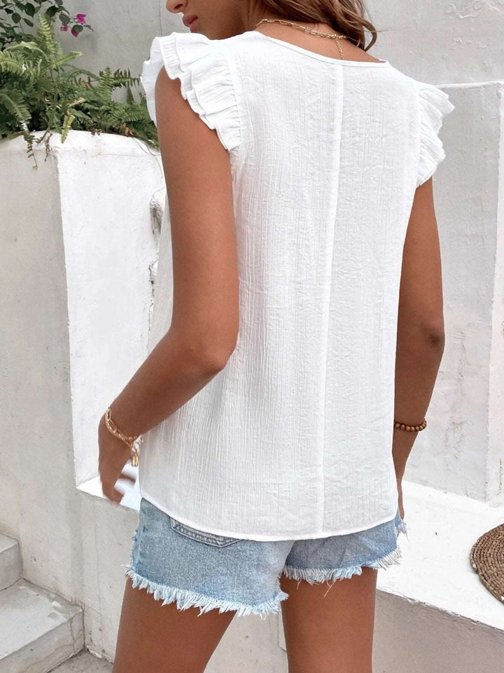 Blouse with gathered V-neckline