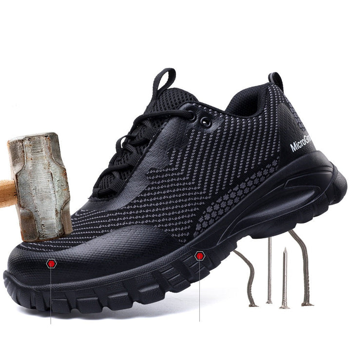 Lightweight black safety shoes, waterproof