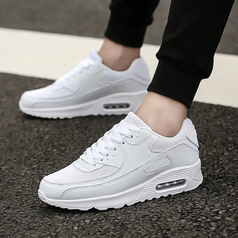 Sneakers da uomo con suola alta in pelle bianca