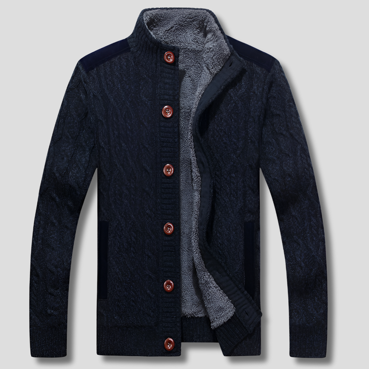 Cardigan foderato in peluche da uomo