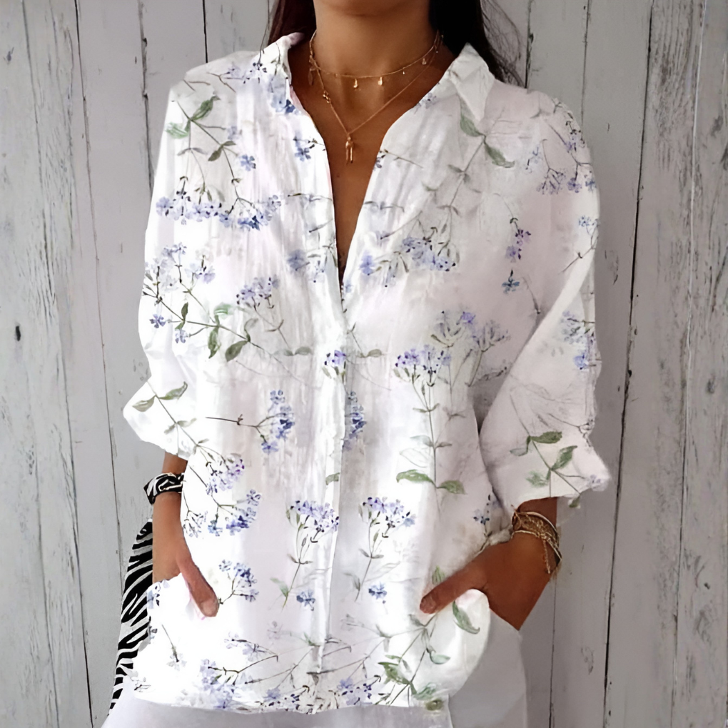 Long-sleeved shirt with pattern for women plus sizes