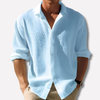 Light men's shirt in plain cotton and linen
