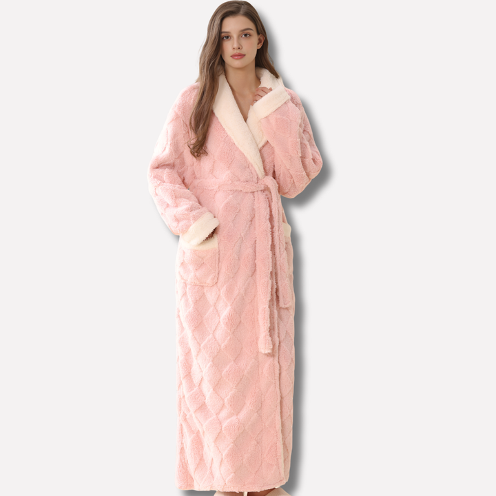 Accappatoio da donna in flanella con cappuccio spesso