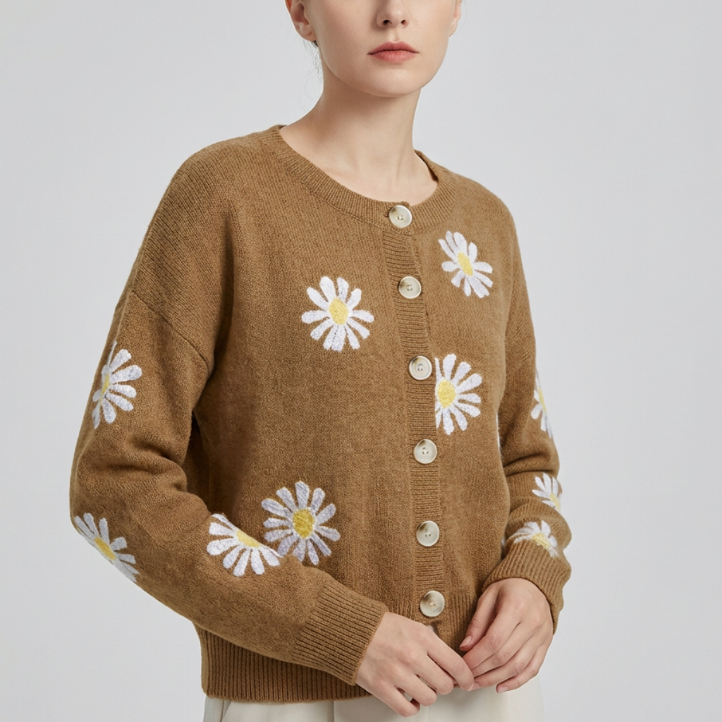 Maglione in Maglia Floreale per Donne