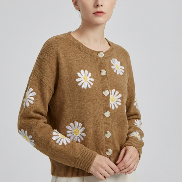 Maglione in Maglia Floreale per Donne