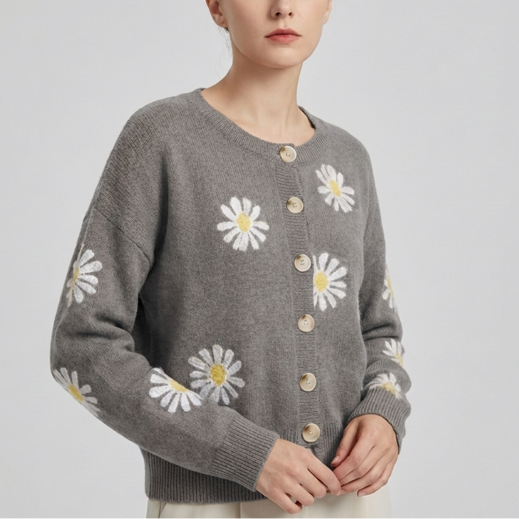 Maglione in Maglia Floreale per Donne