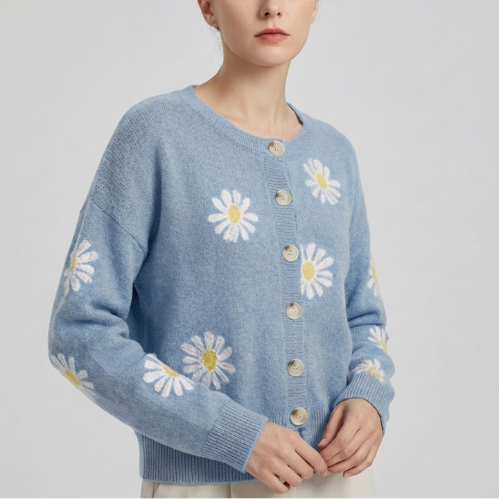 Maglione in Maglia Floreale per Donne