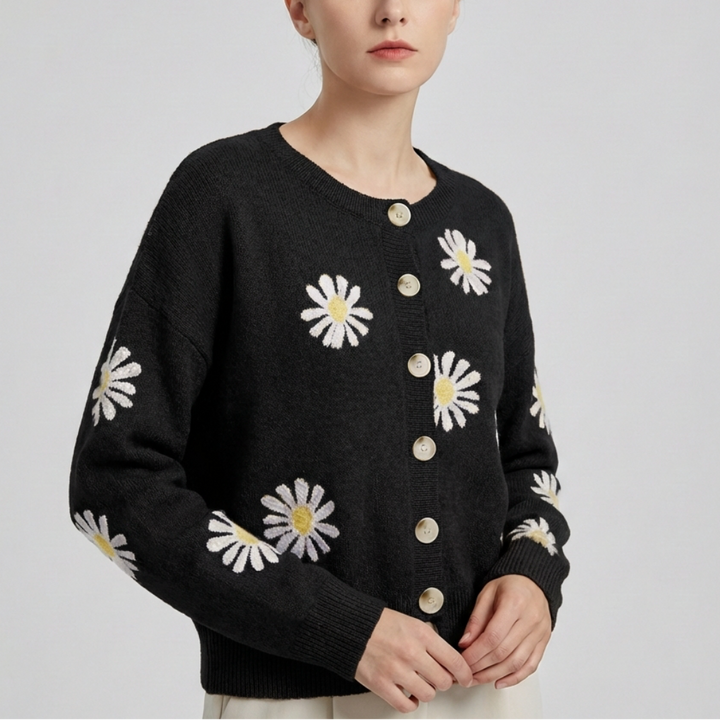 Maglione in Maglia Floreale per Donne
