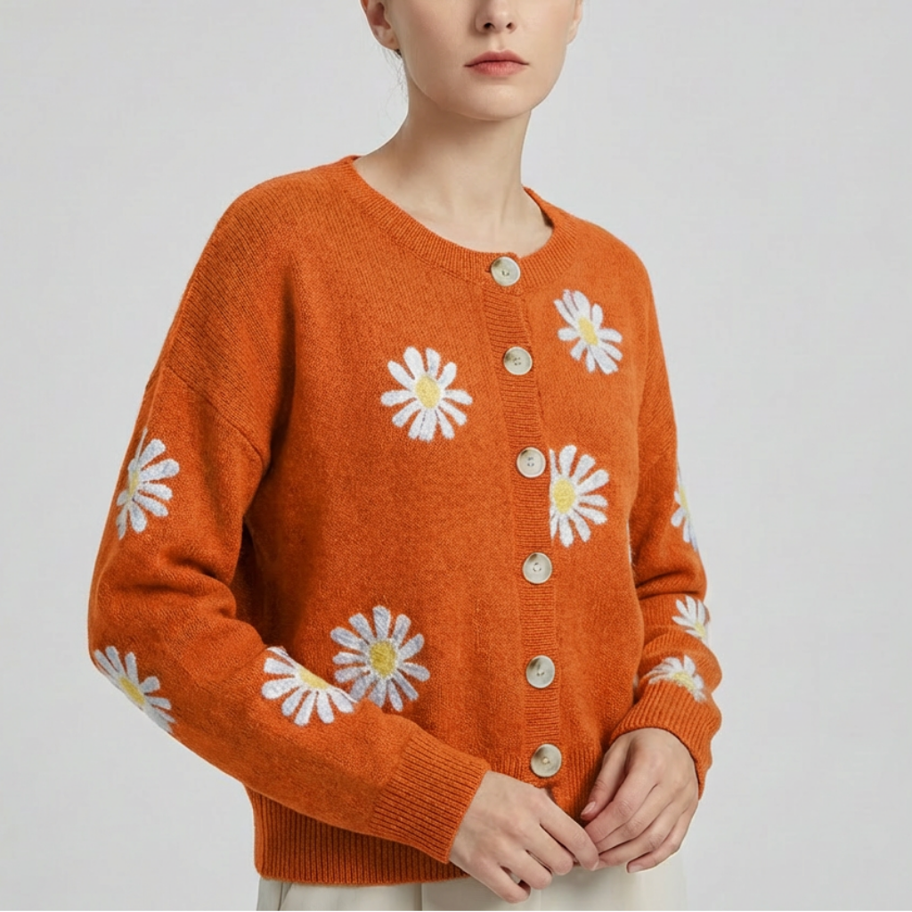 Maglione in Maglia Floreale per Donne