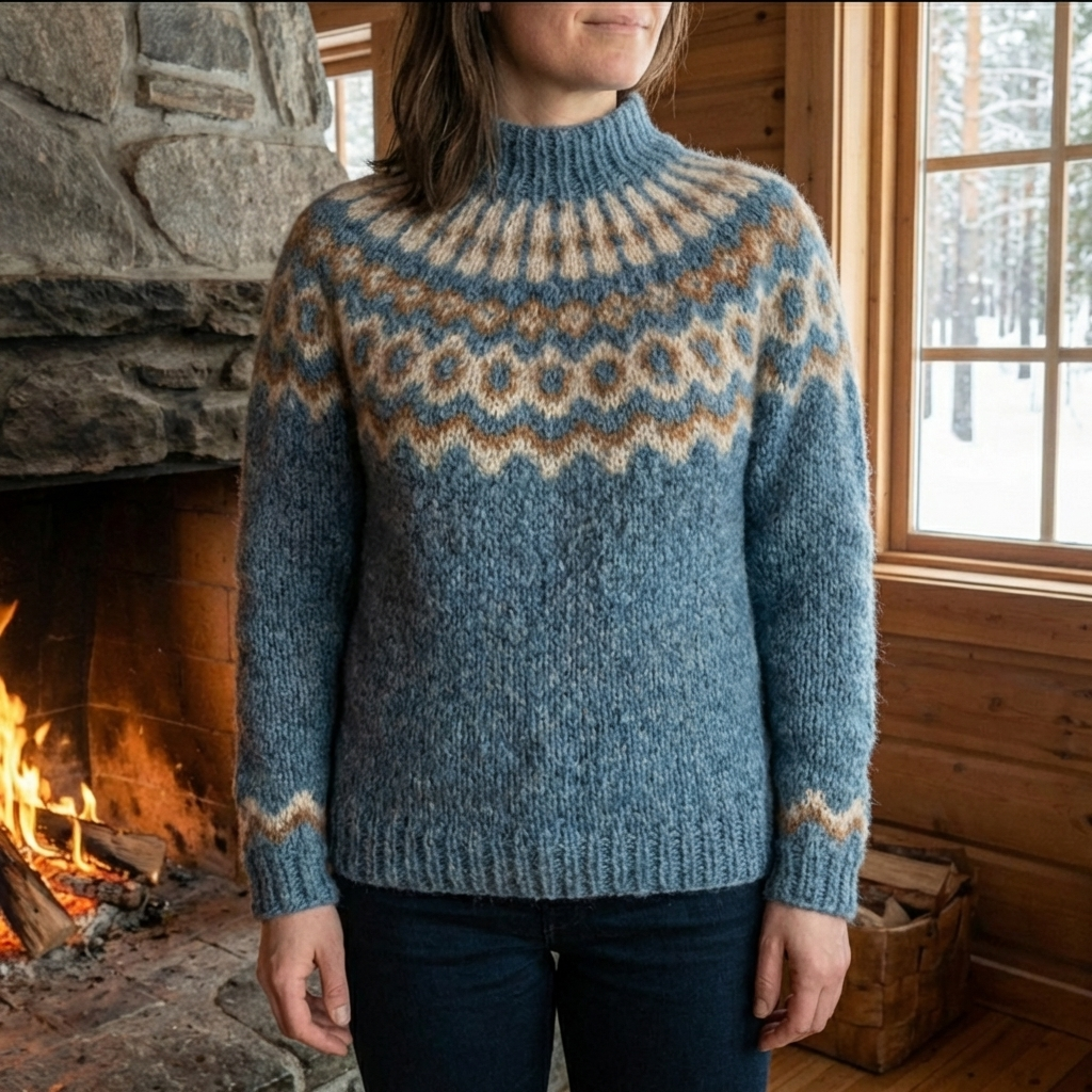 Pullover Sweater Fair Isle Nordico per Donna